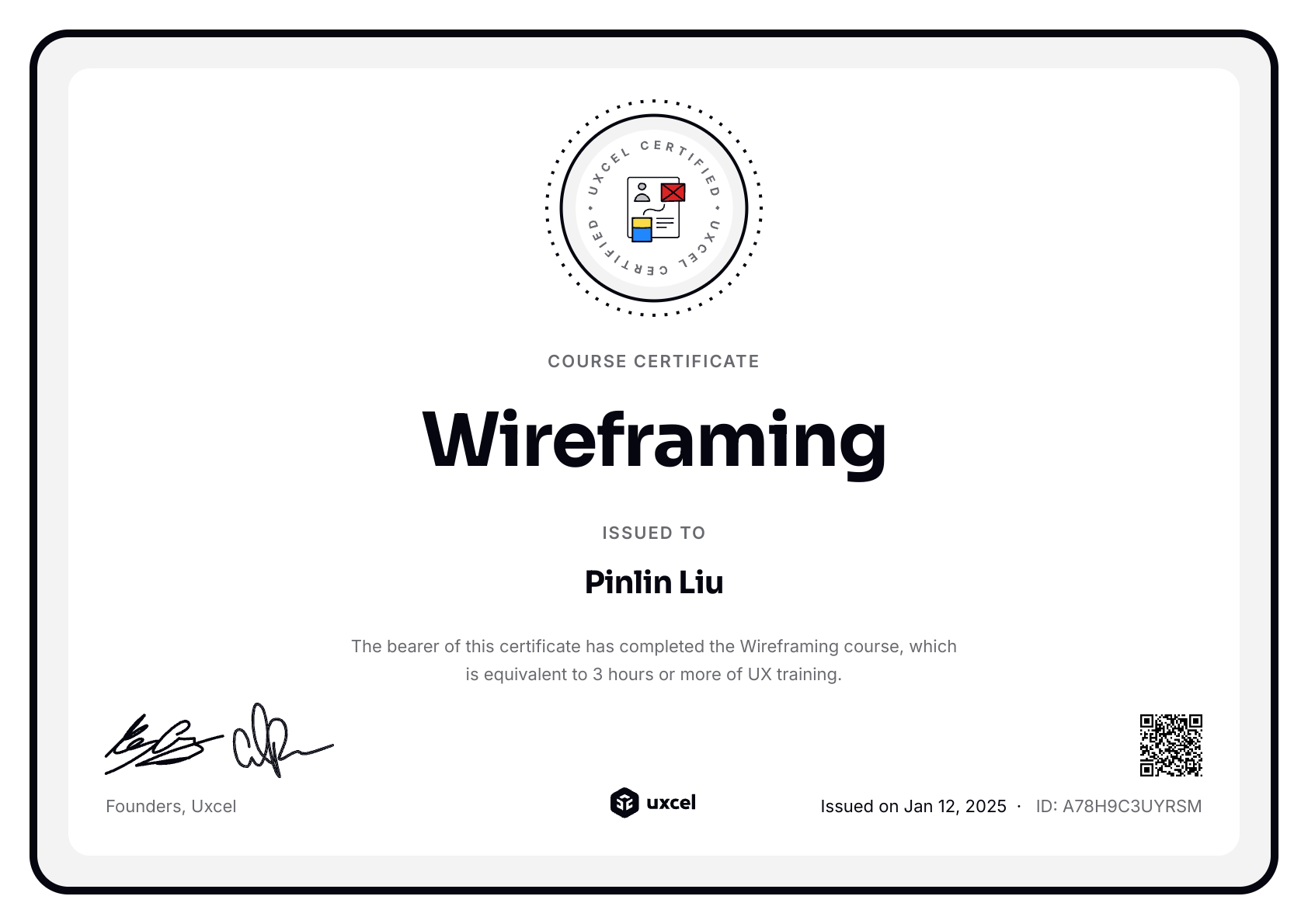 Pinlin Liu's certificate